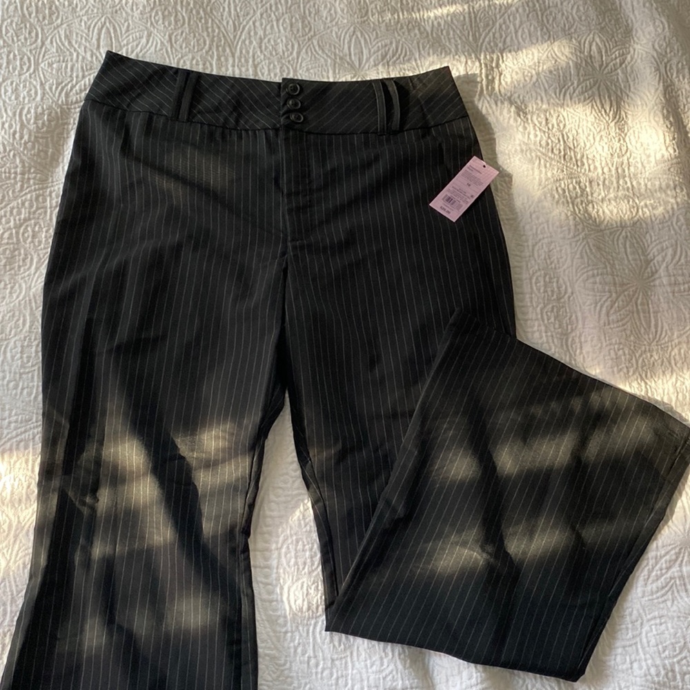 Black striped flare pants